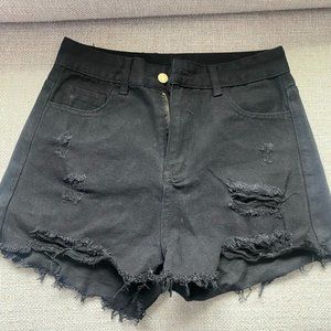 High waisted Black Jean Shorts